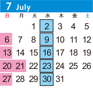 カレンダー7月